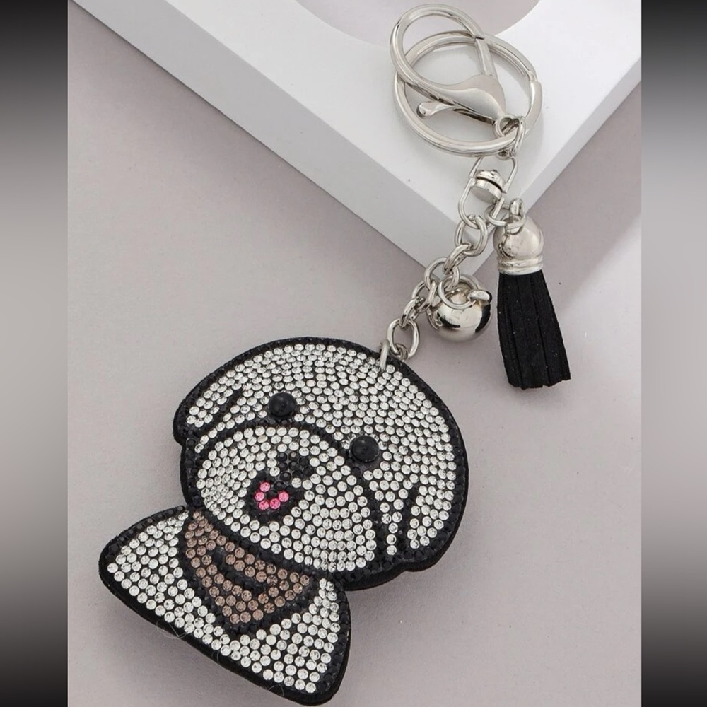 Bichon Rhinestone Keychain - Picture 2 of 4